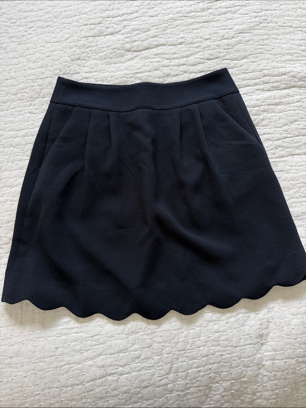LOFT Black Scallop-Hem Mini Skirt